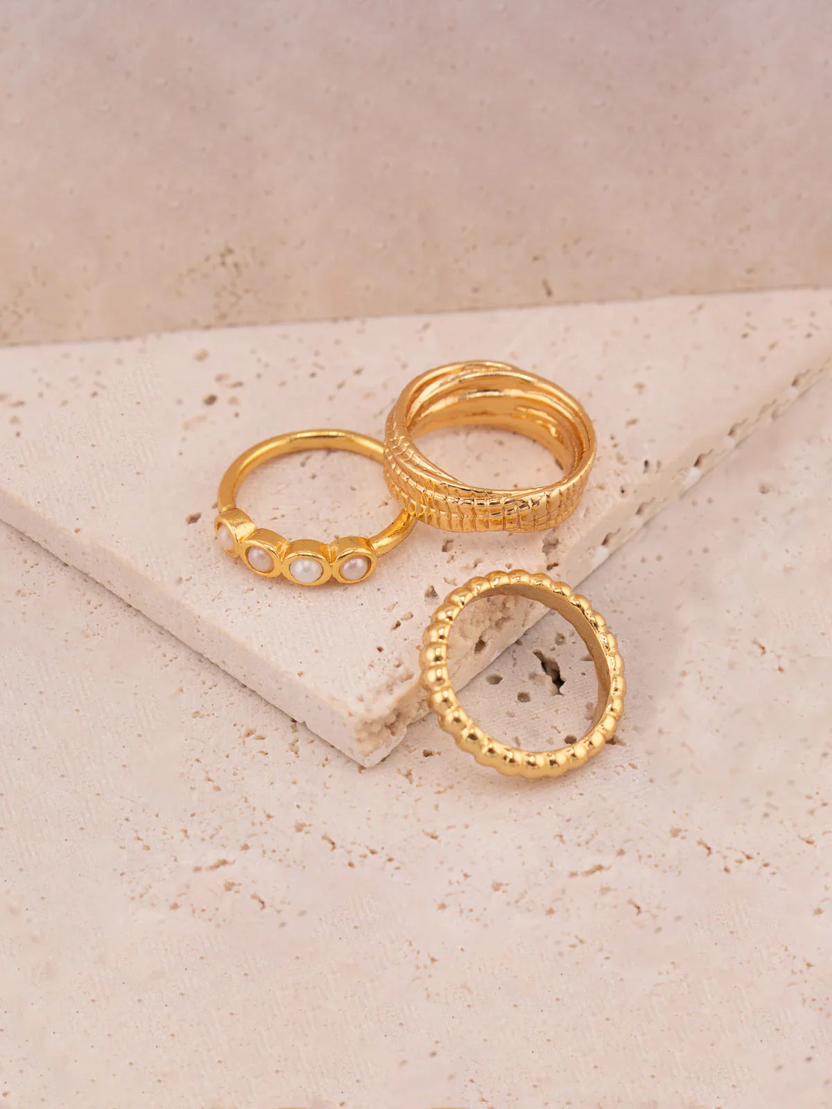 Pearls & Textures X3 Ring Set