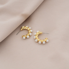 Golden Pearl Hoops
