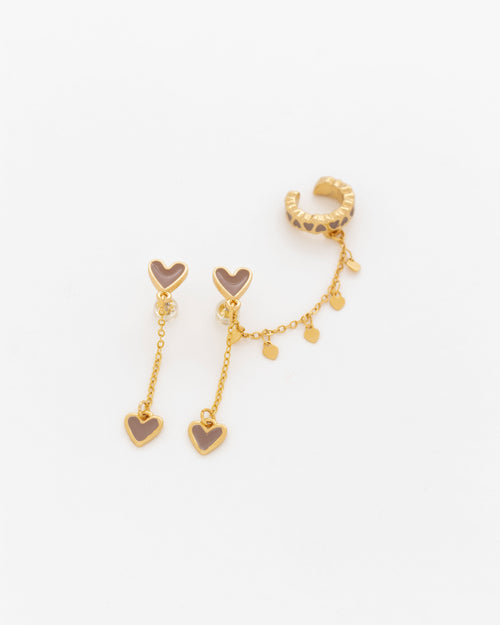 2 in 1 heart dangle set