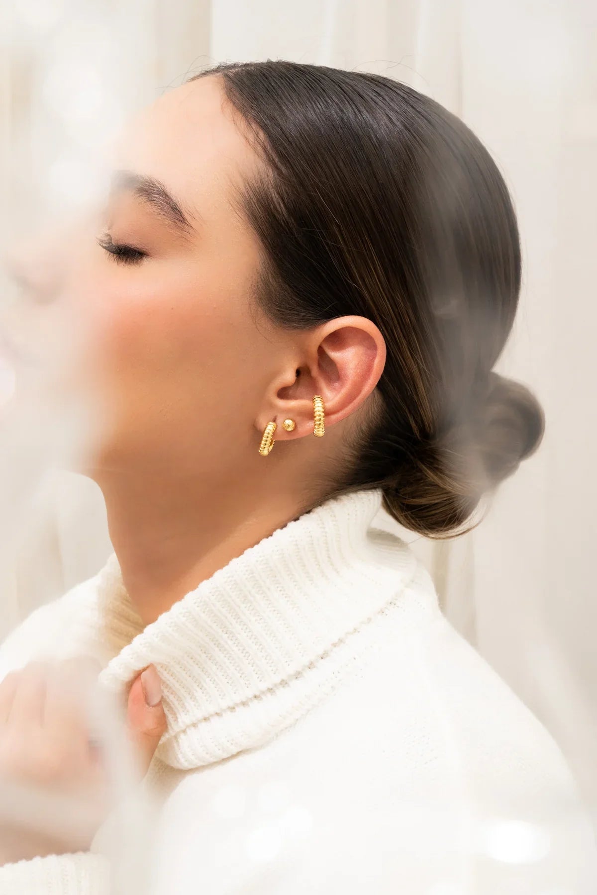 Triple bow earring set