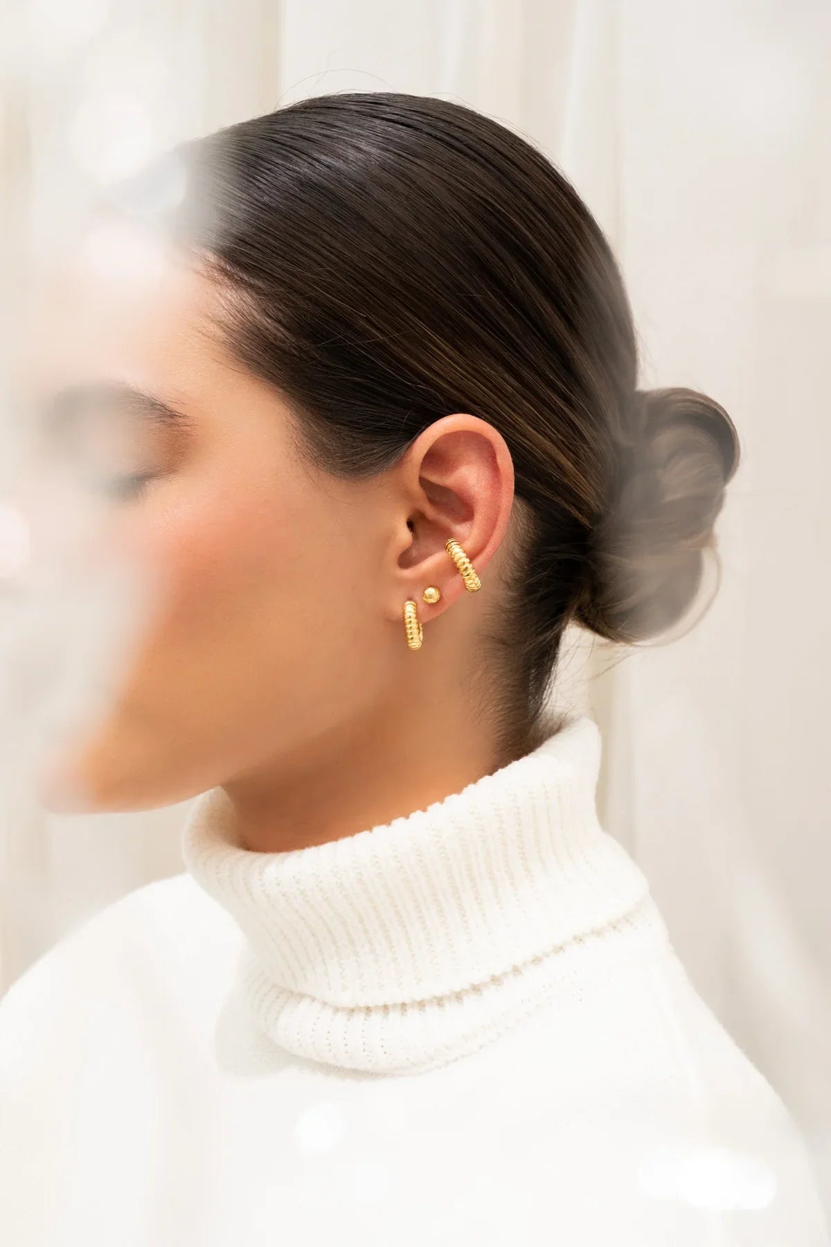 Triple bow earring set