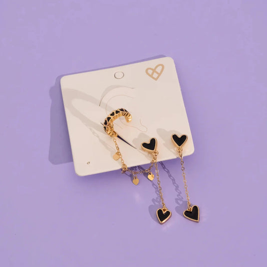 SET EARRINGS 2 IN 1 HEARTS