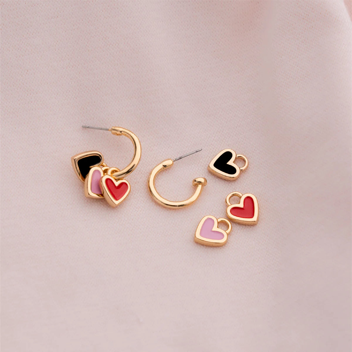 4-IN-1 HEART CHARM HOOPS