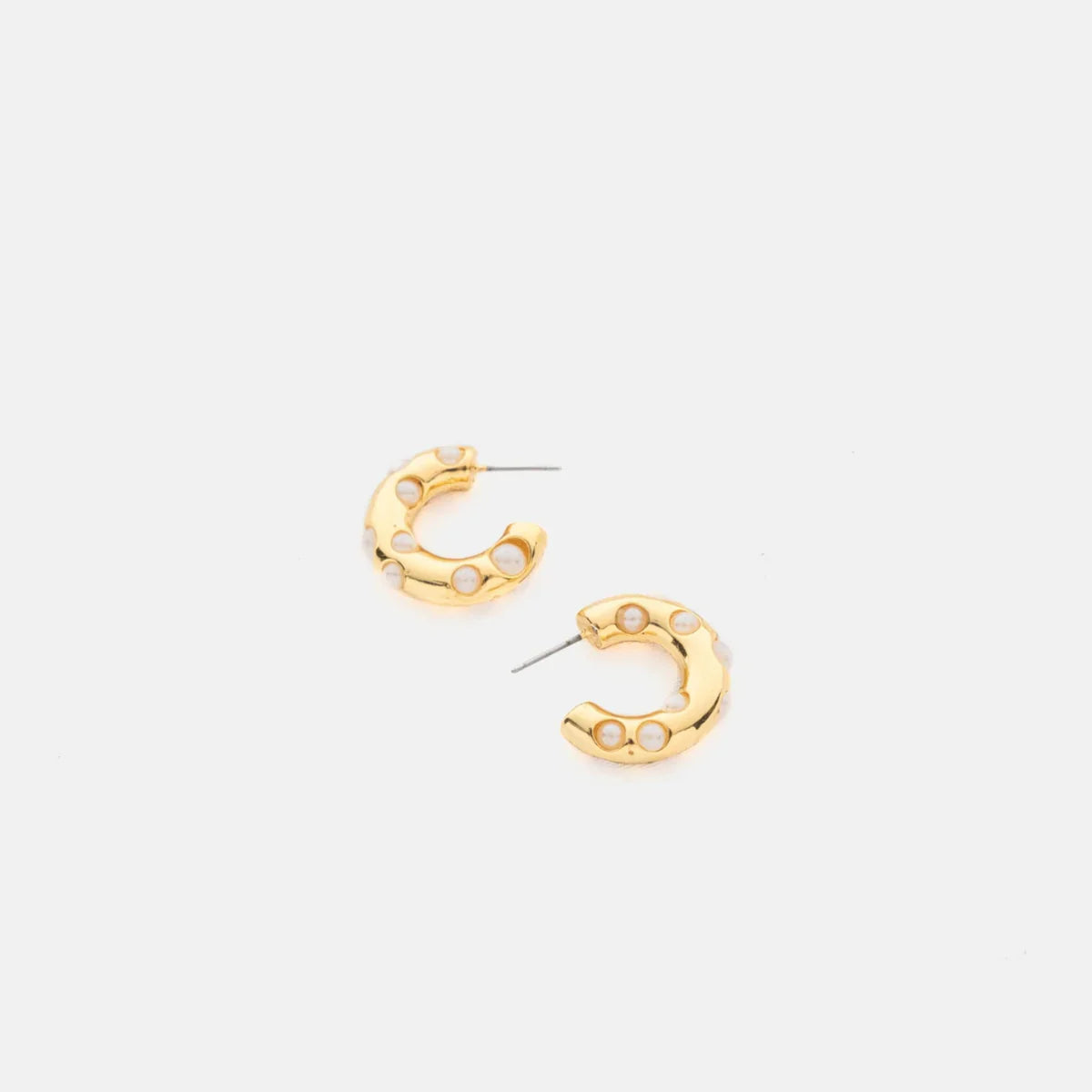 Embedded Pearl Hoops - S