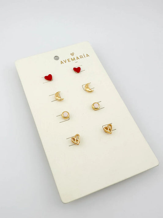 MOON & HEART EARRING SET