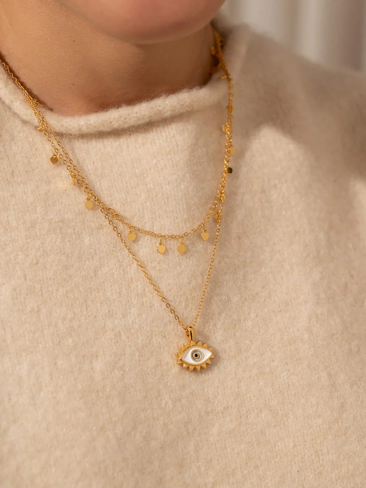 Layered Eye Necklace Set