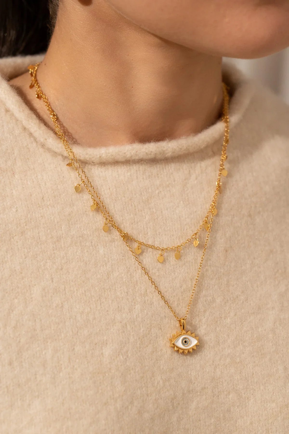Layered Eye Necklace Set