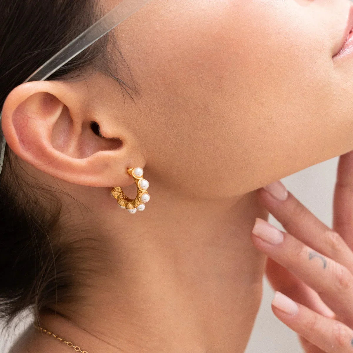 Golden Pearl Hoops