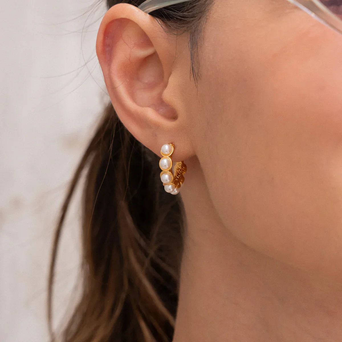 Golden Pearl Hoops