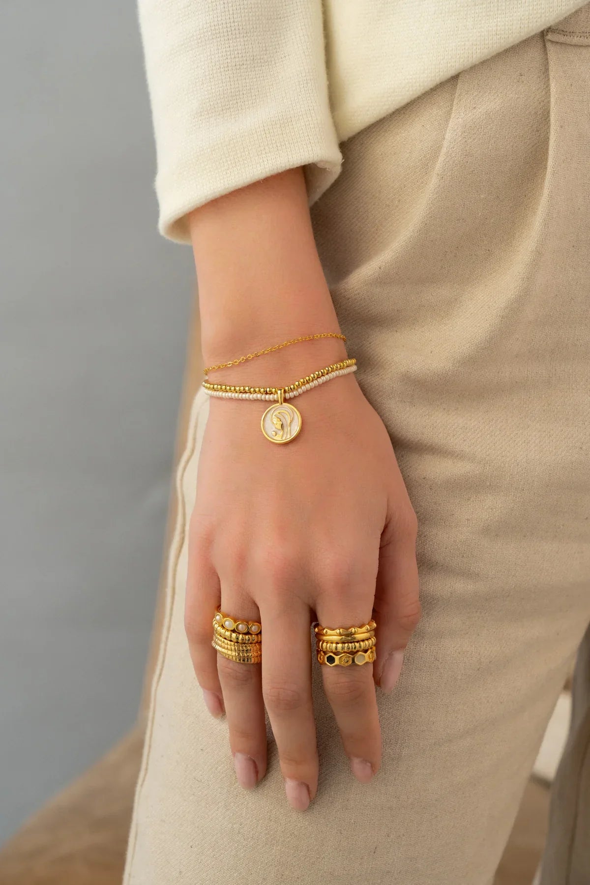 Pearls & Textures X3 Ring Set