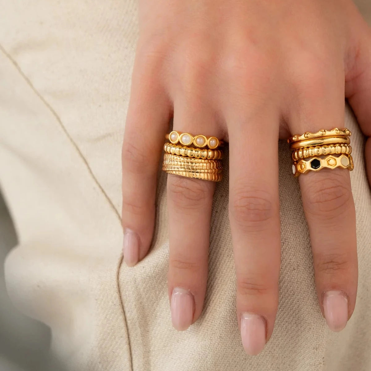 PEARLS AND TEXTURES X3 RINGS