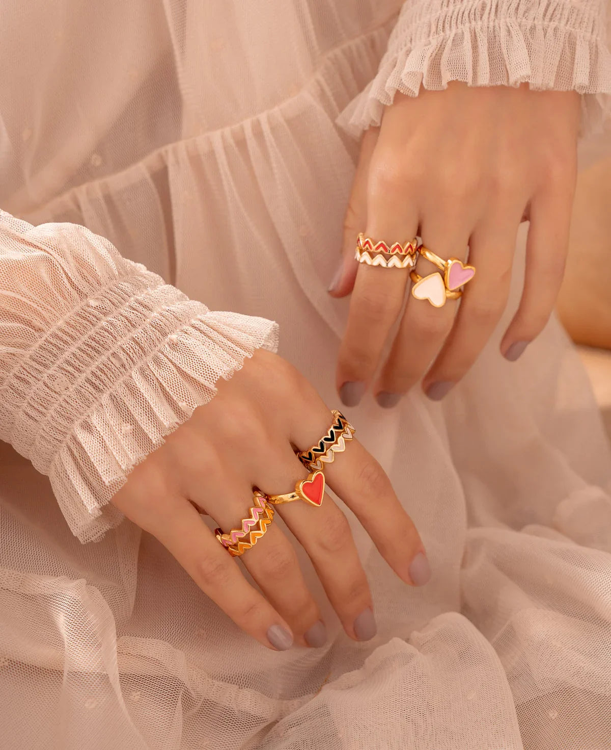 Twin Heart Ring Set