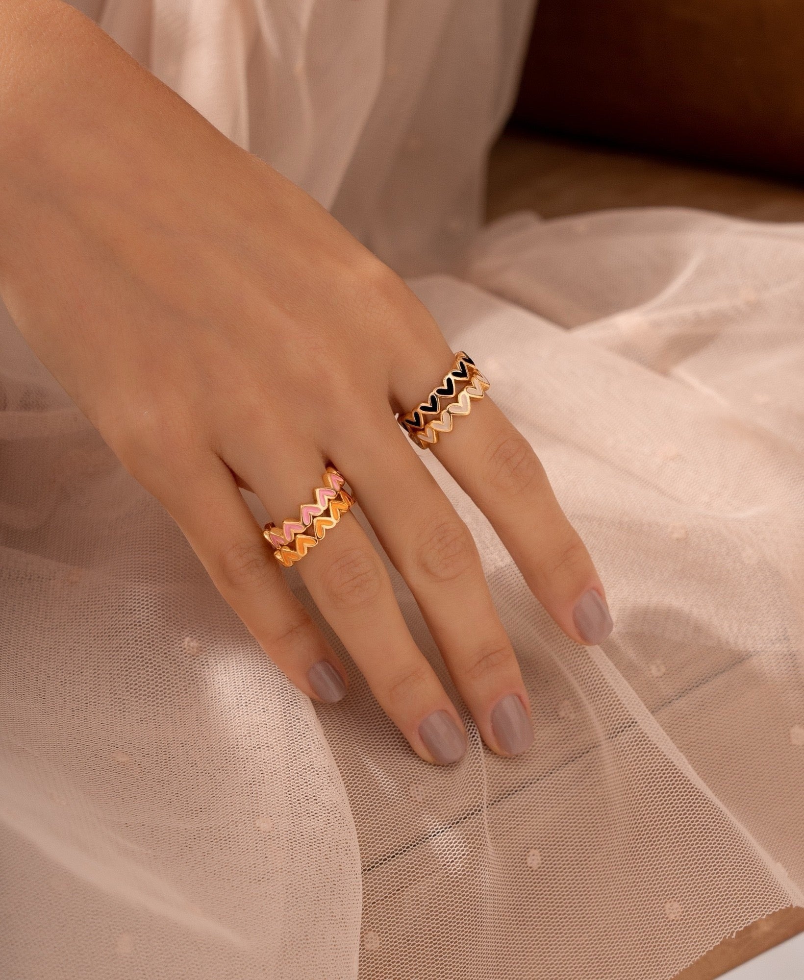 Twin Heart Ring Set