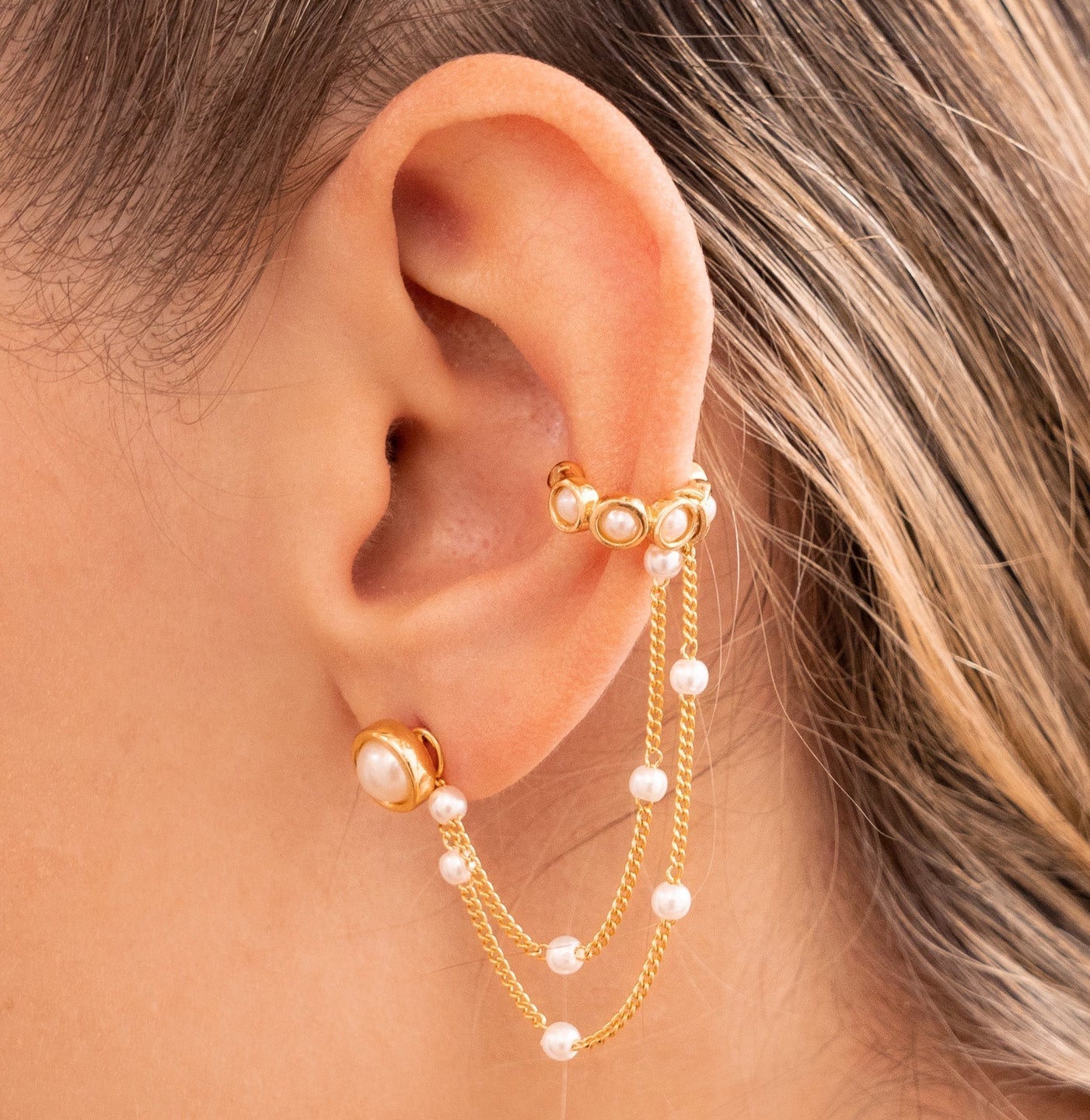 SET EARRINGS 2 IN 1 PEARLS.